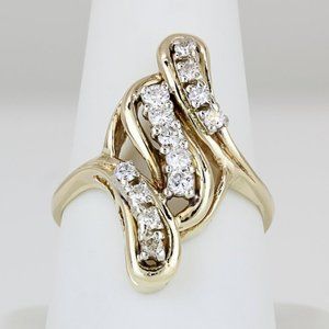 14k Yellow Gold Diamond Cocktail / Wedding / Anniversary Ring